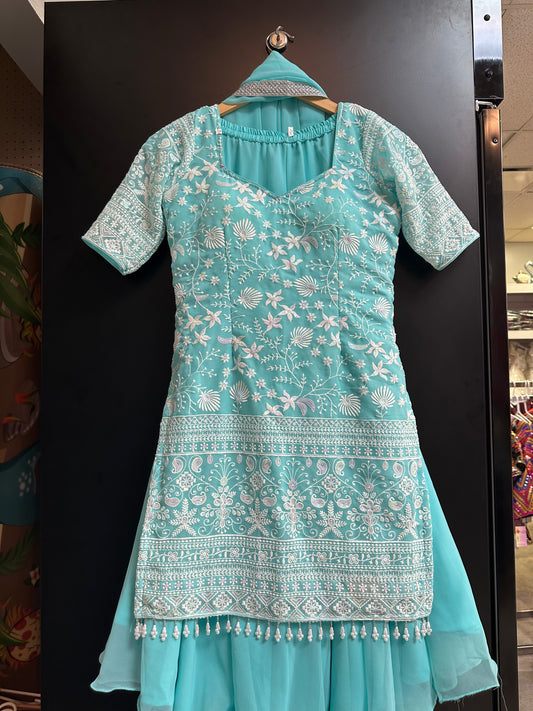 BLUE THREE PIECE SHARARA KURTHI