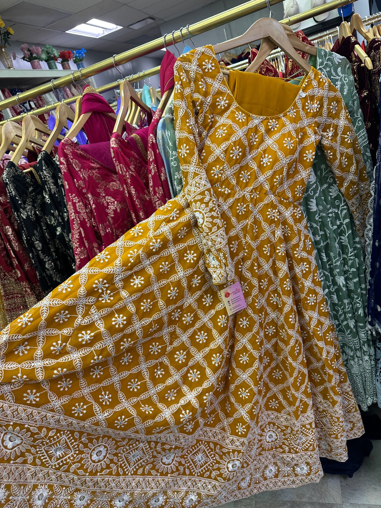 Mustard High Quality Anarkali Set