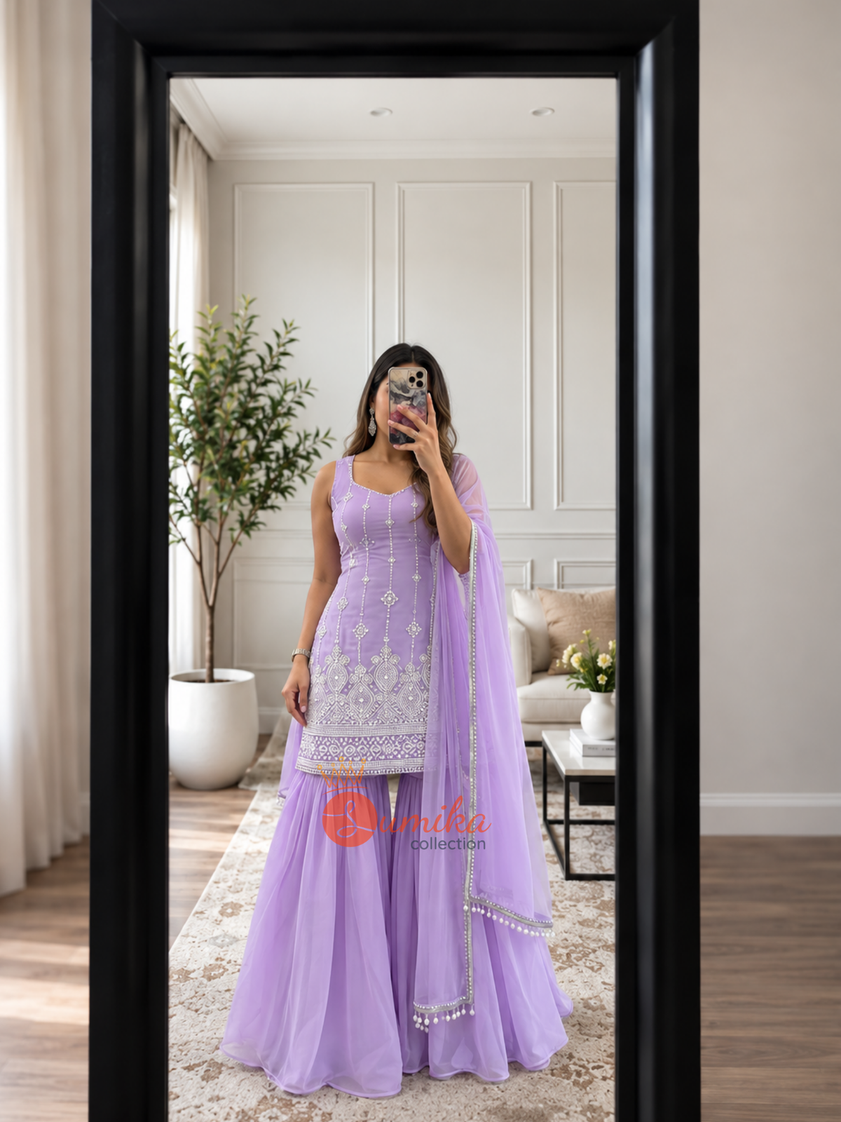 LAVENDER THREE PIECE GHARARA SET