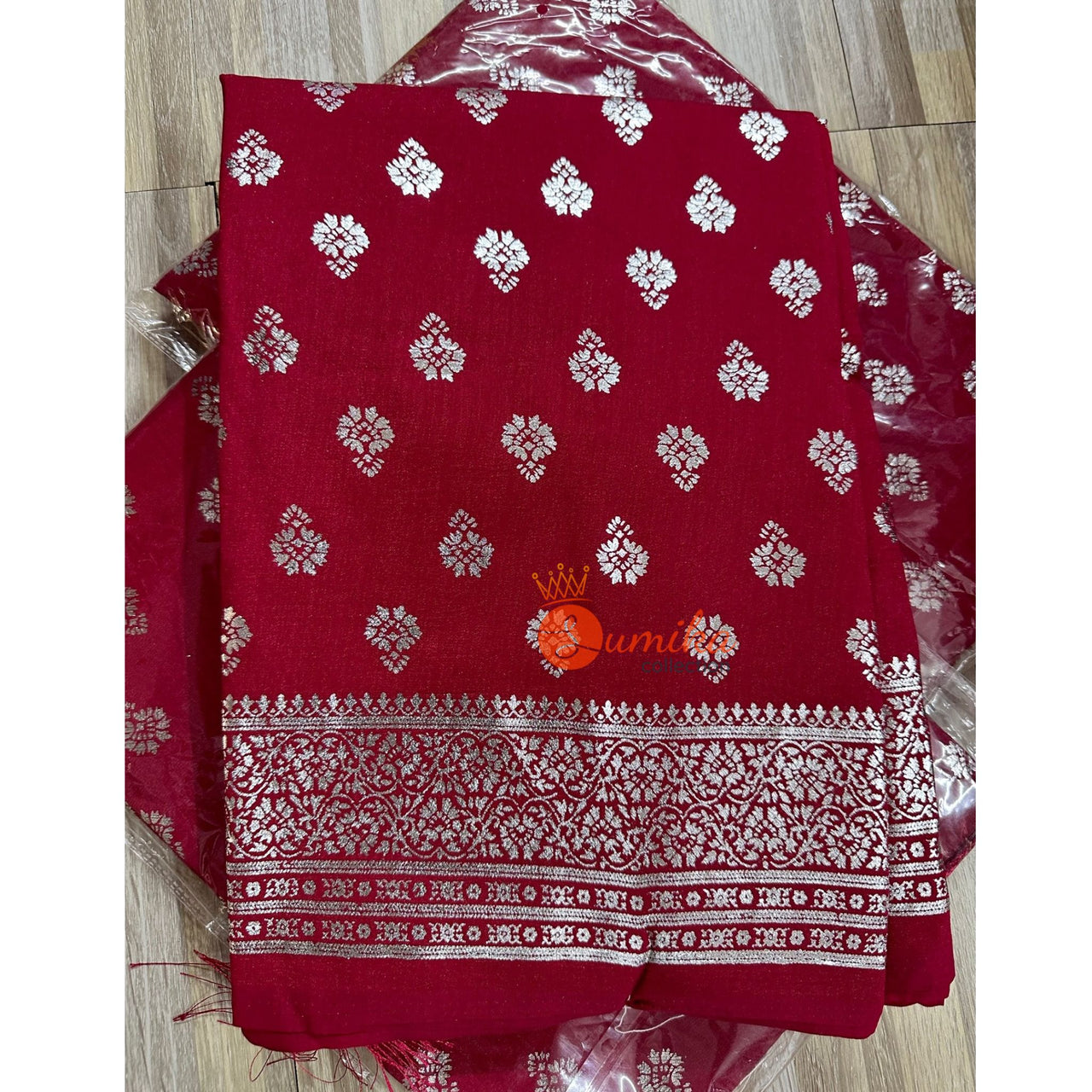 Maroon Viral Saree with Silver Pattern | Saree only