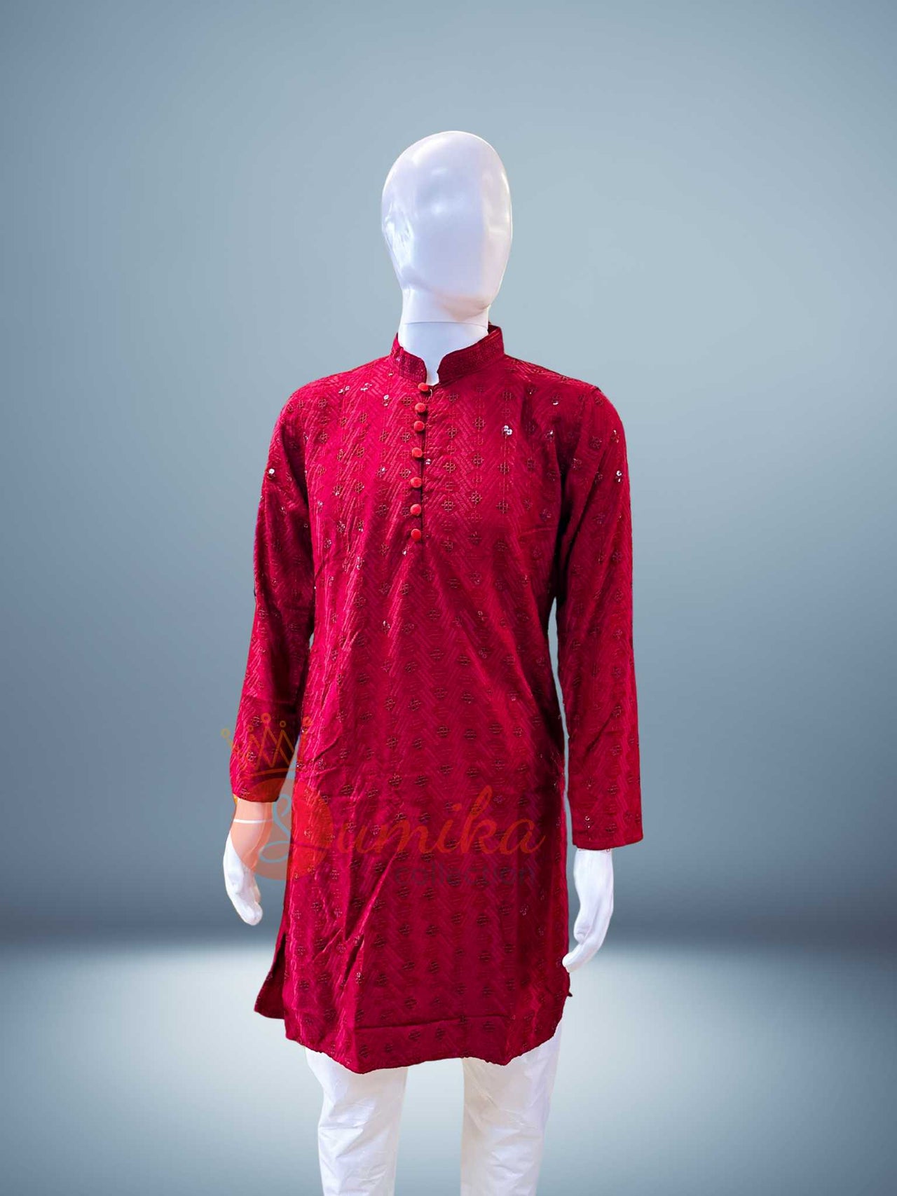 Premium Maroon Chikankari Kurta Set