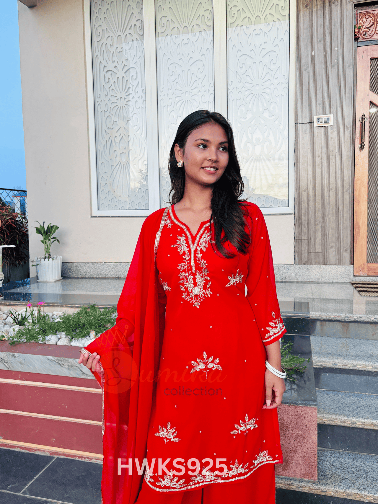 Teal Blue Hand-Work Georgette Kurta Set – Elegant Nepali-Indian Festive Wear | Sizes M-XXL