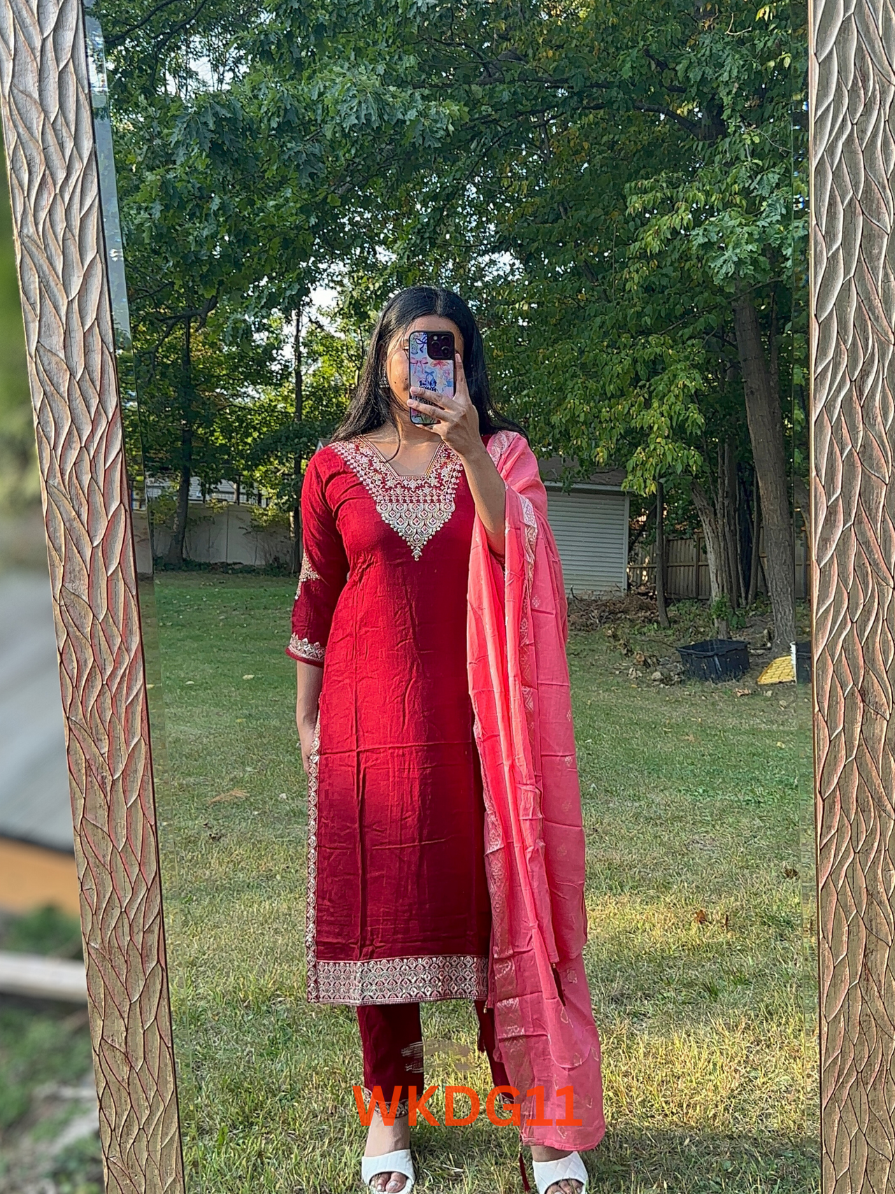 Dobby Fabric Kurta Set with Contrast Dupatta – Traditional Nepali & Indian Outfit