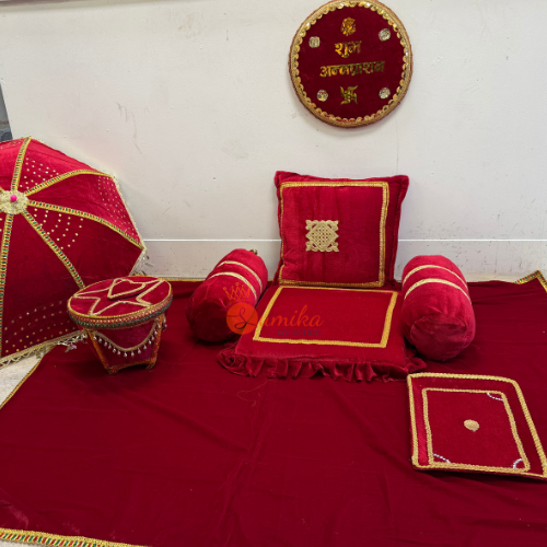 Pasni decor set 9 pieces with cushions asan umbrella tray and velvet cover