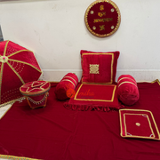 Pasni decor set 9 pieces with cushions asan umbrella tray and velvet cover