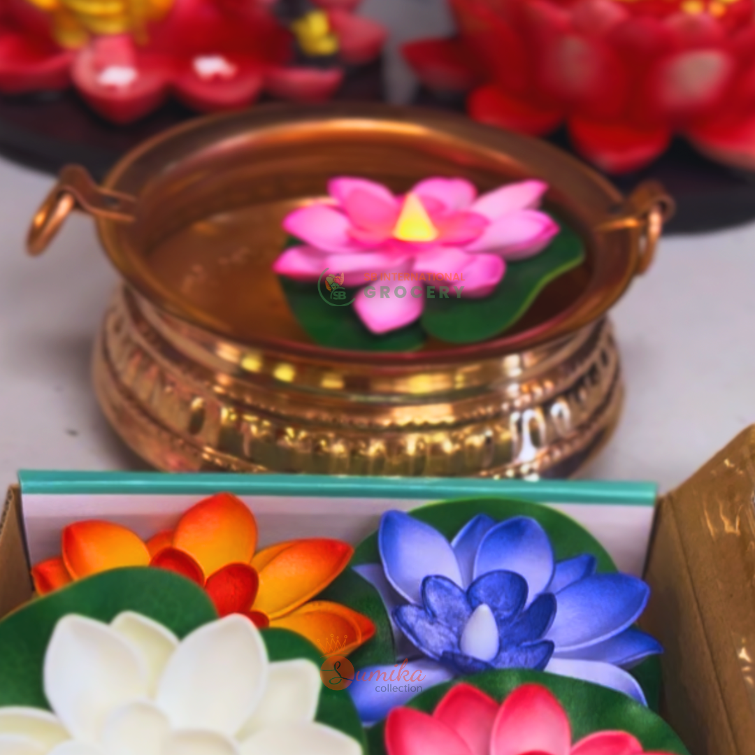 Floating Diwali Lotus Lamps – Water-Activated LED Candles (Smokeless)