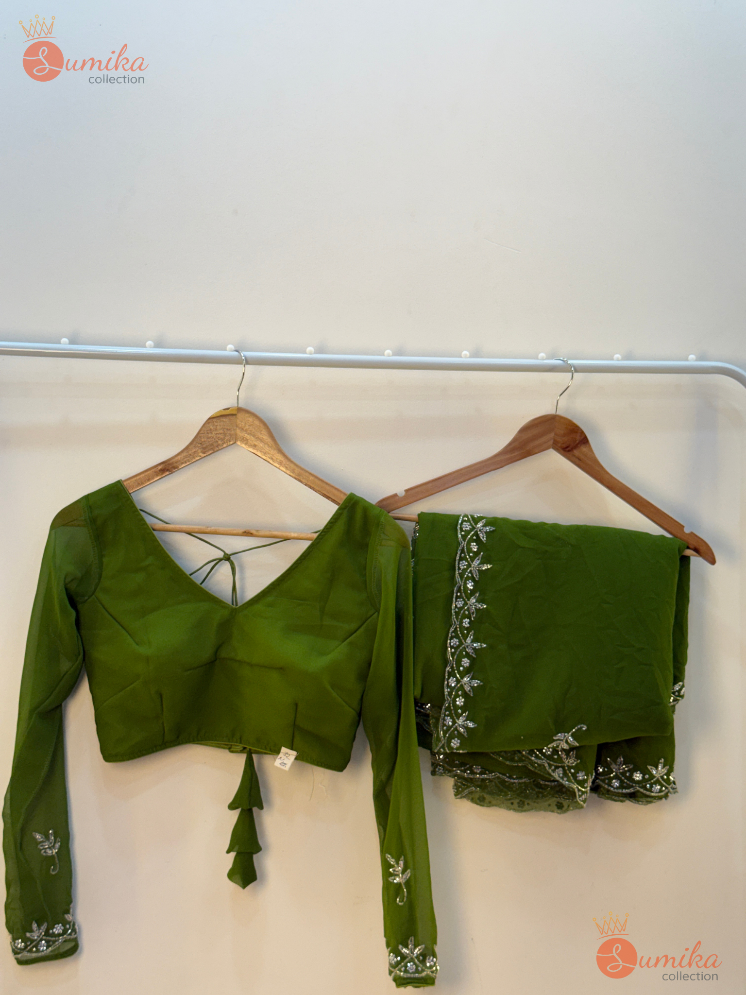 Olive Green Saree set