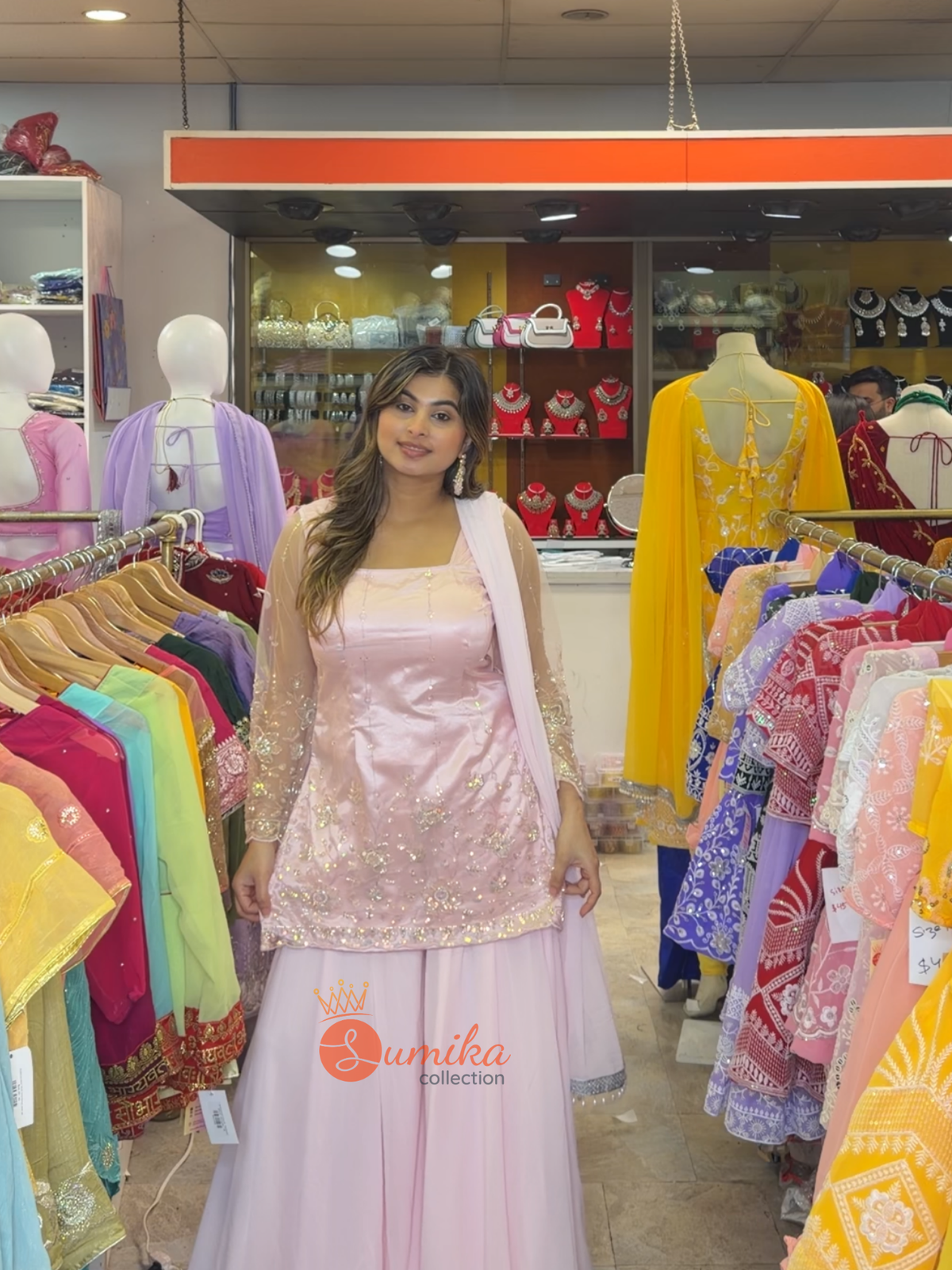 Blush Pink Boutique Embroidered Sharara Set