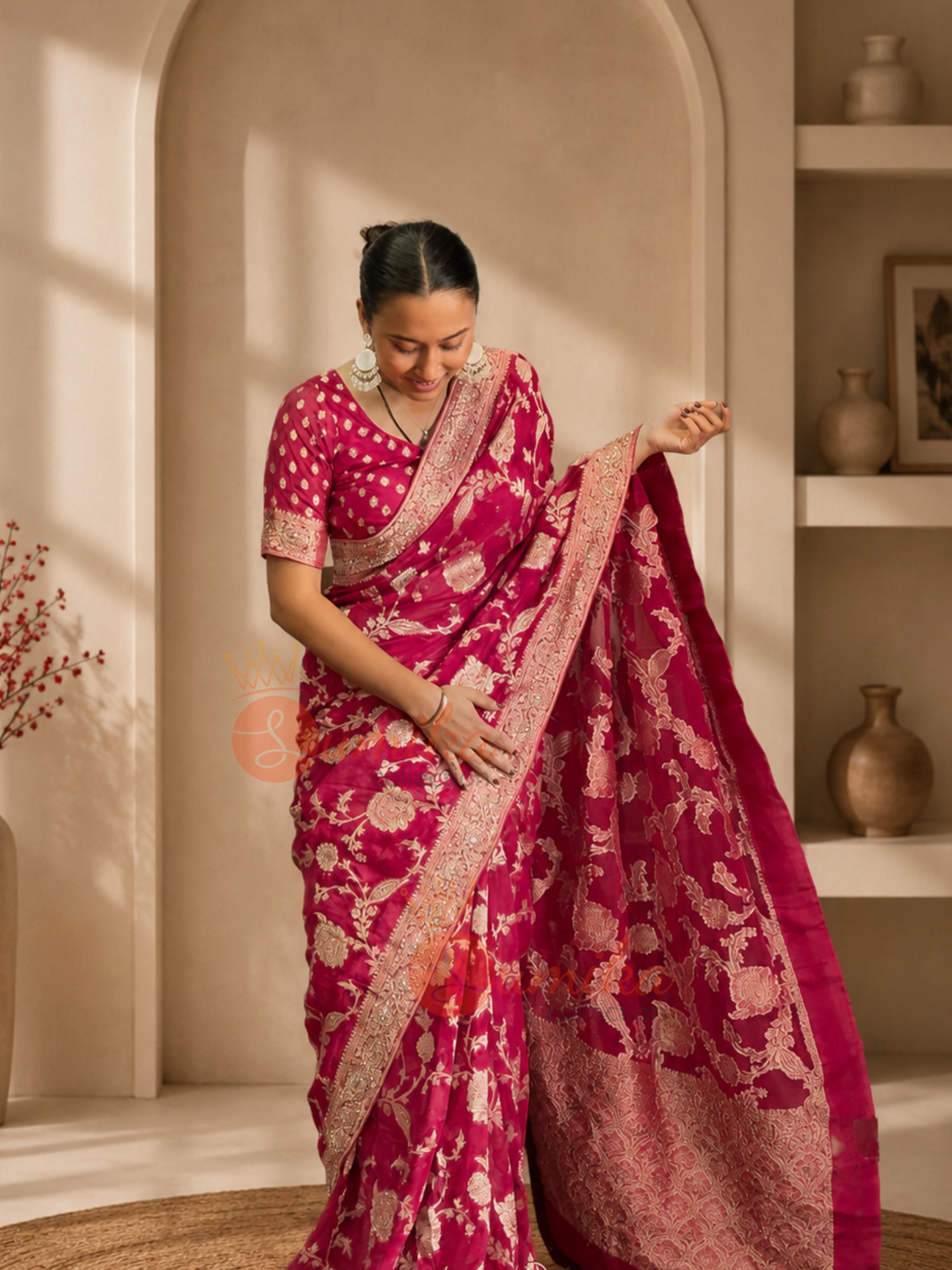 Pink Khaddi Saree in USA