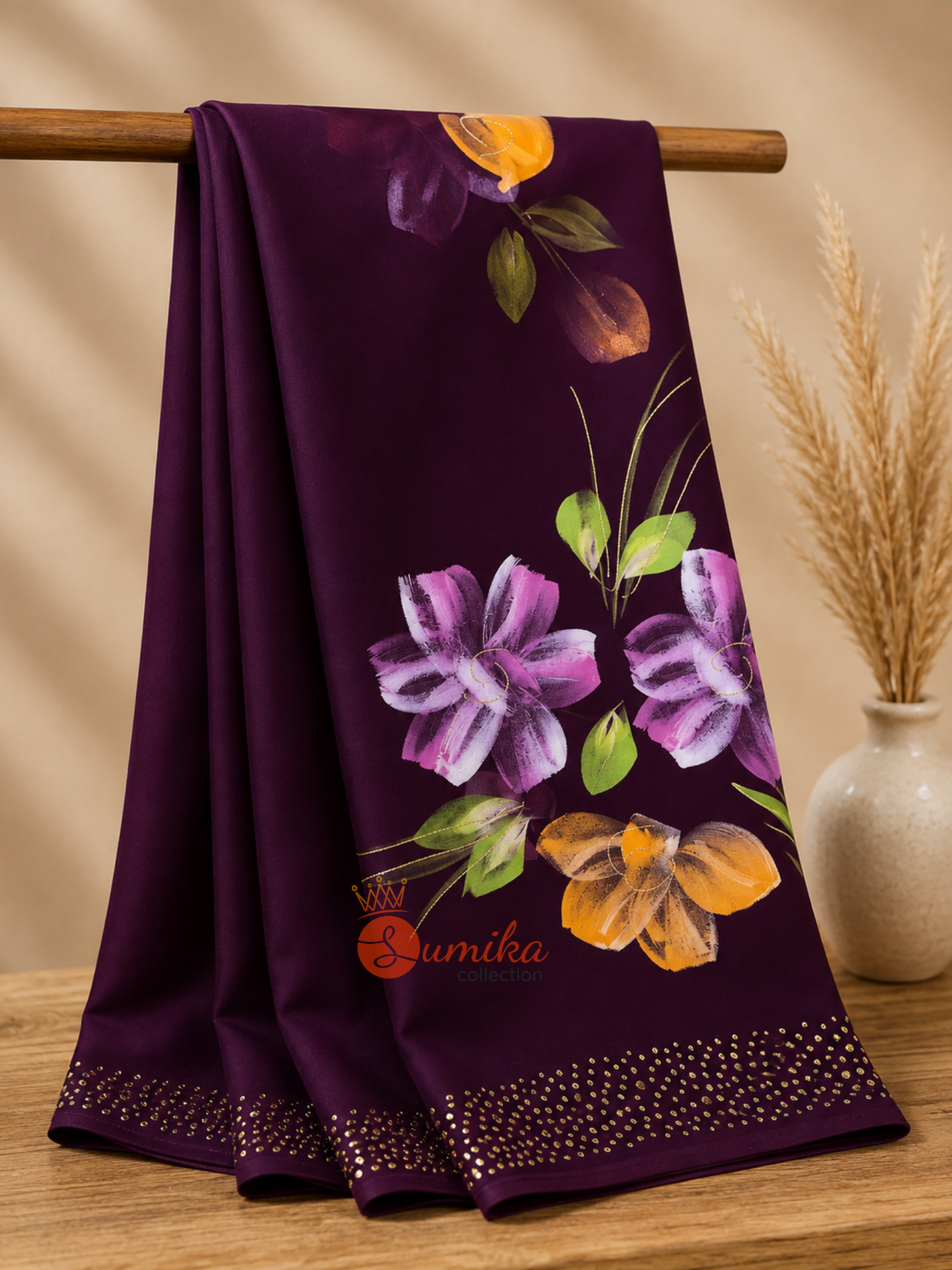 Floral Stone Work Saree - $10 if you buy 5 or More