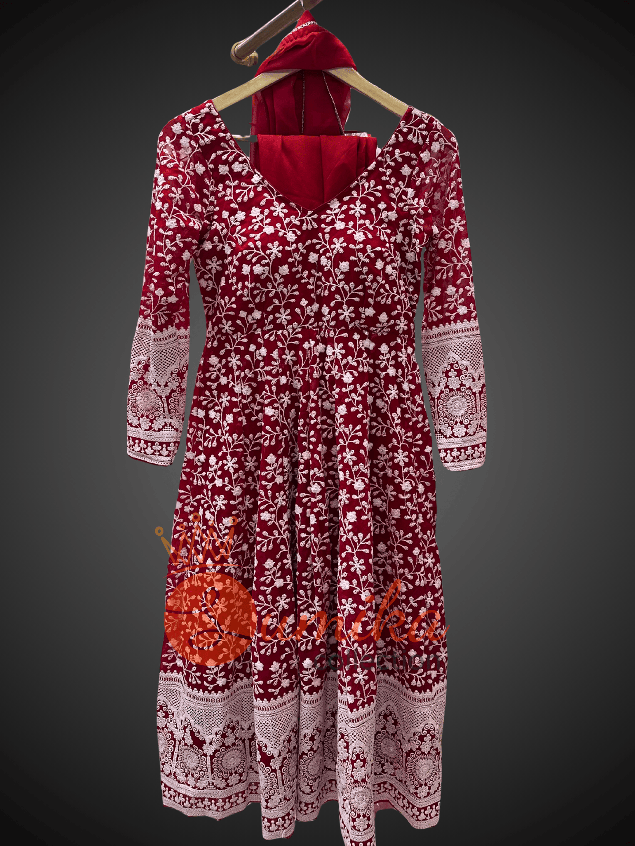 Red High Quality Anarkali Set