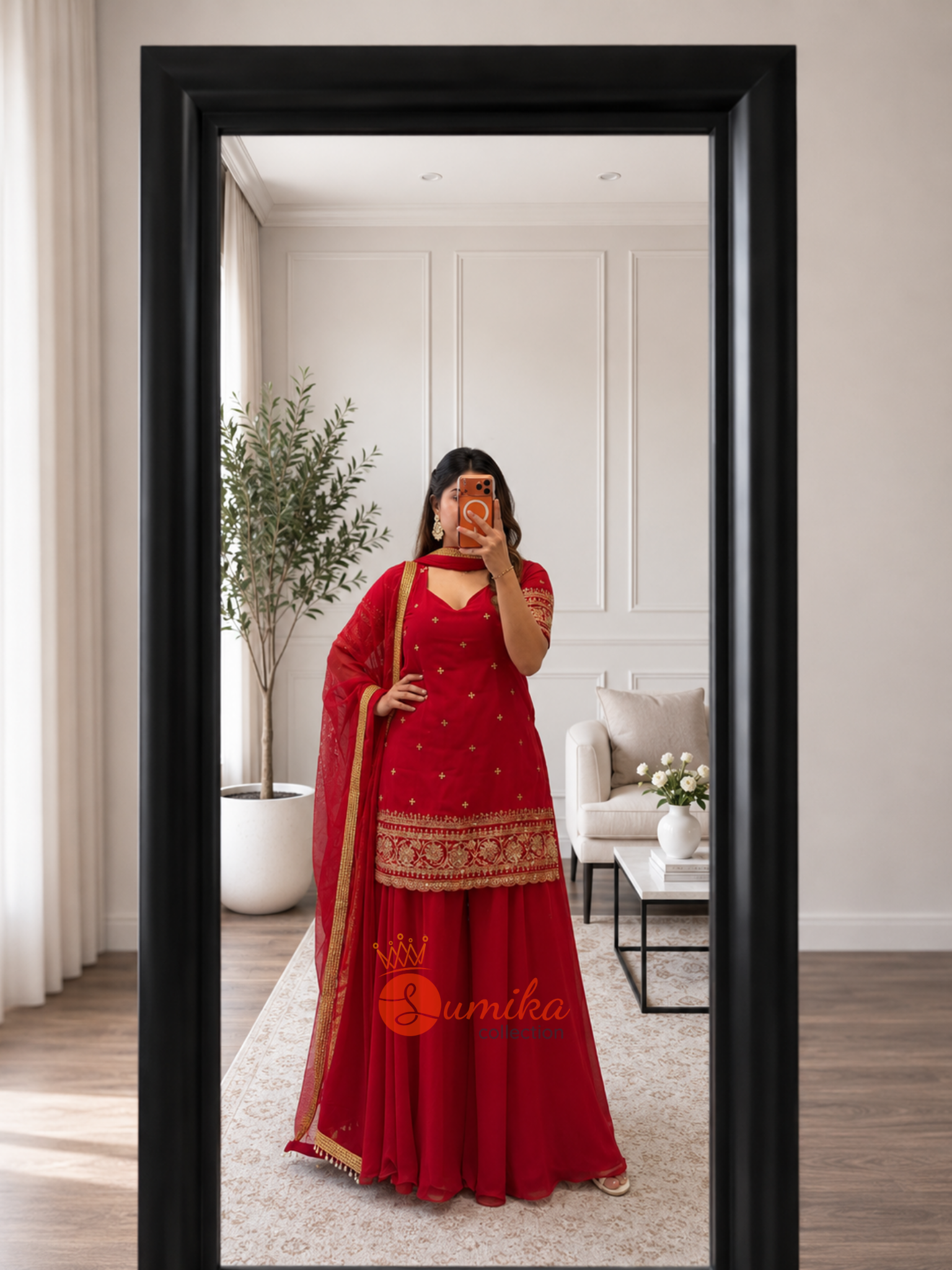 Red Sharara set for Indian wedding