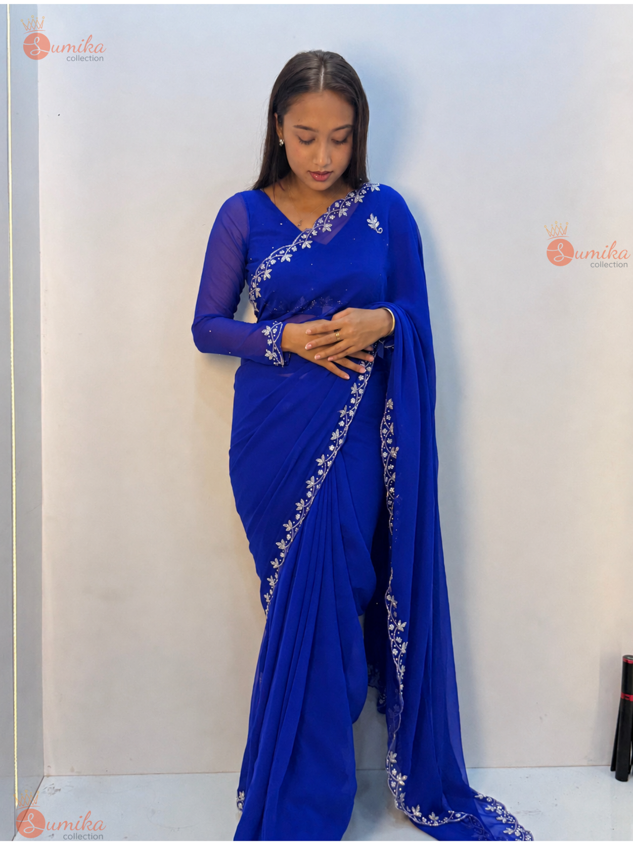 Nepali Royal Blue Saree set