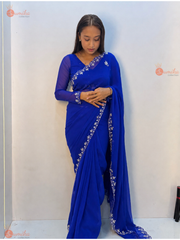 Nepali Royal Blue Saree set