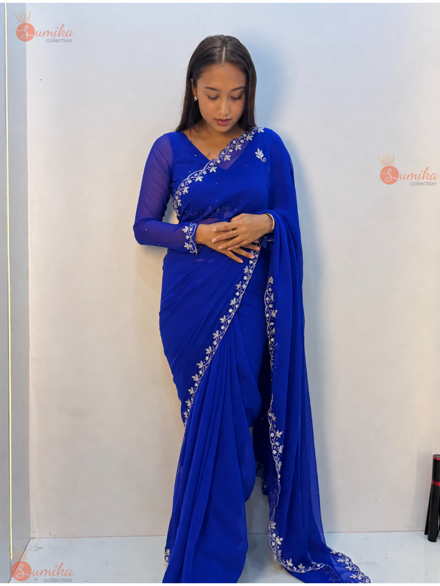 Nepali Royal Blue Saree set