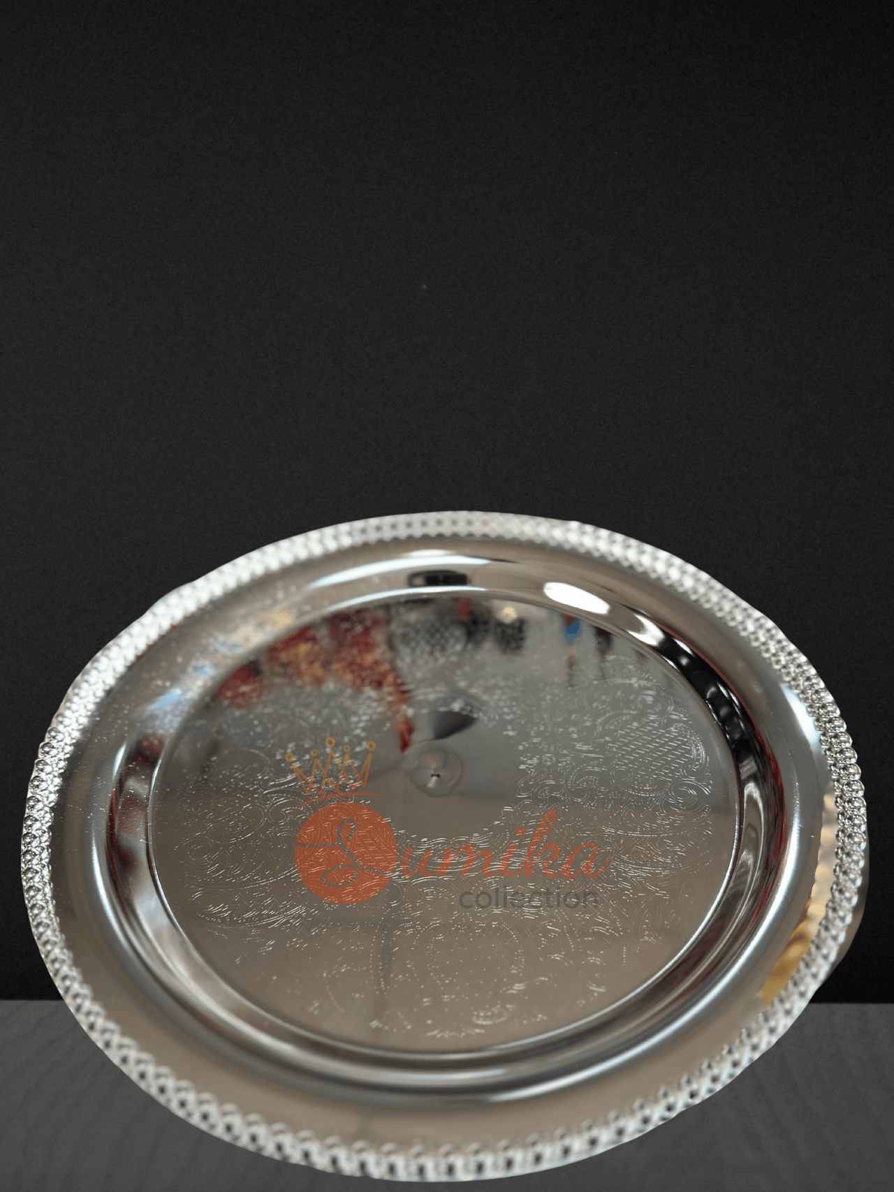 Gold & Silver Plated Tika Thali with Stand Only