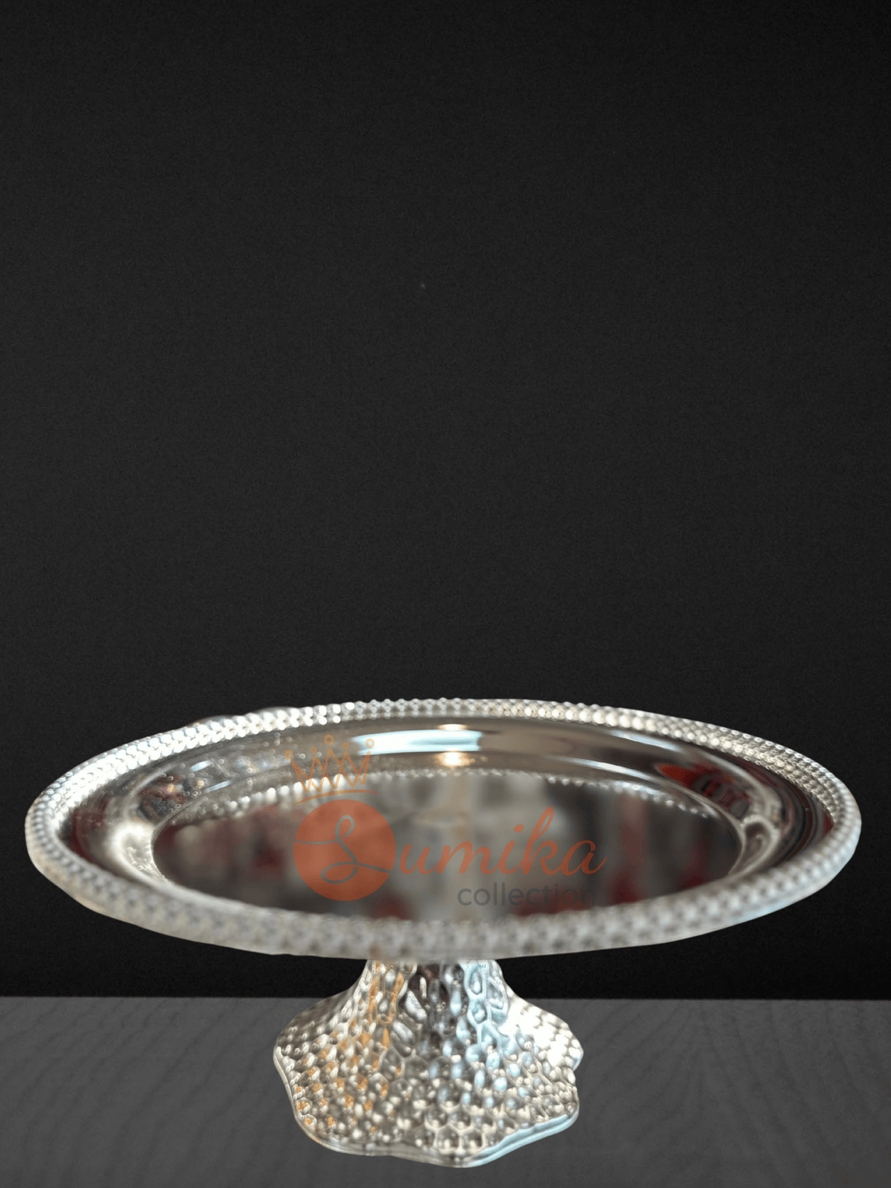 Large Gold & Silver Plated Tika Thali with Stand Only