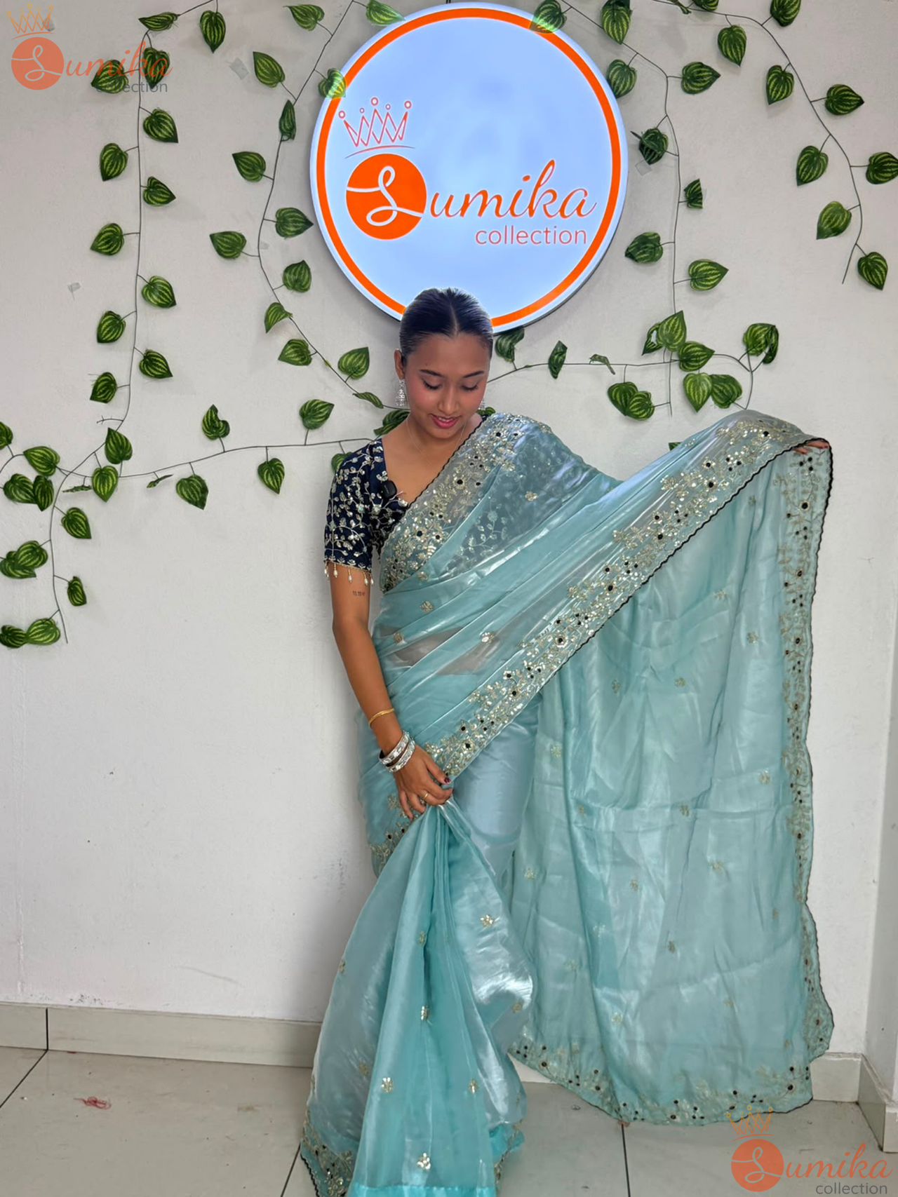 Fancy Silk Saree with Embroidered Blouse