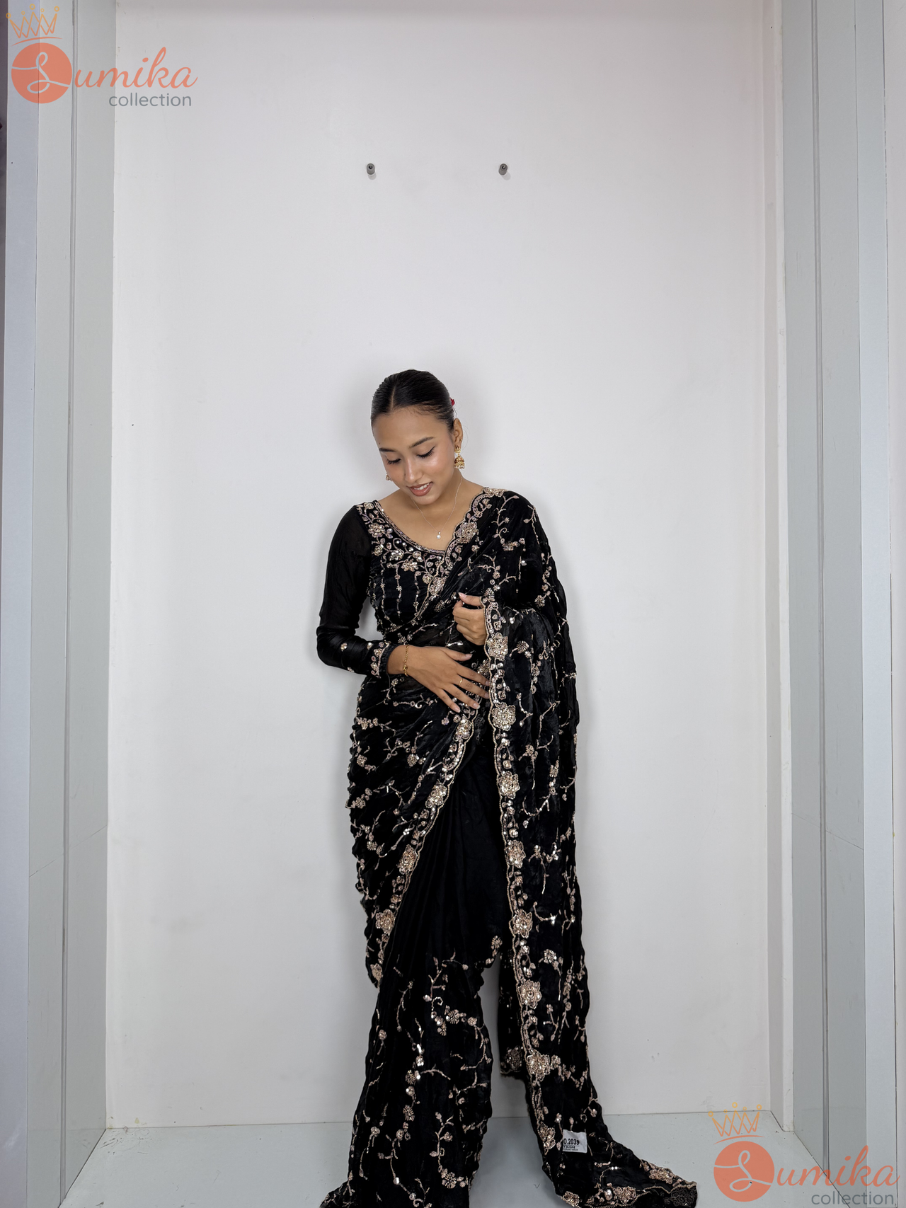Classic Black Embroidery Saree Set
