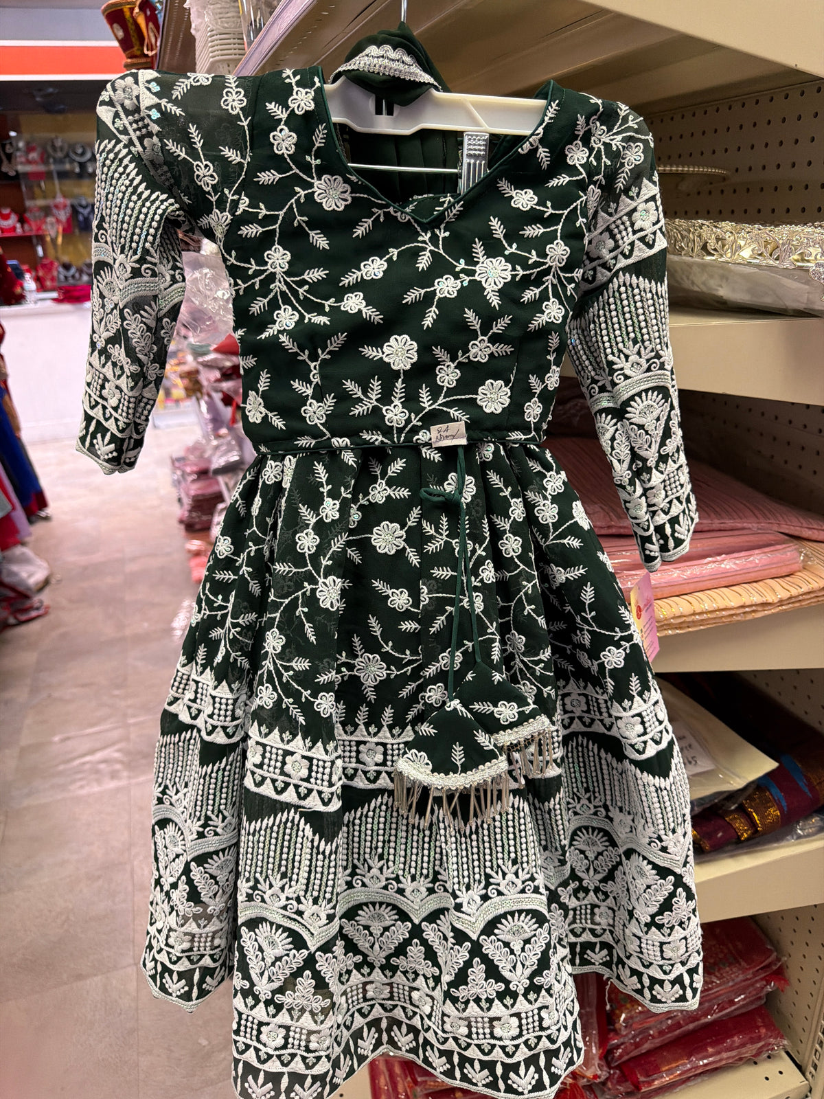 Dark Green Kids Lehenga