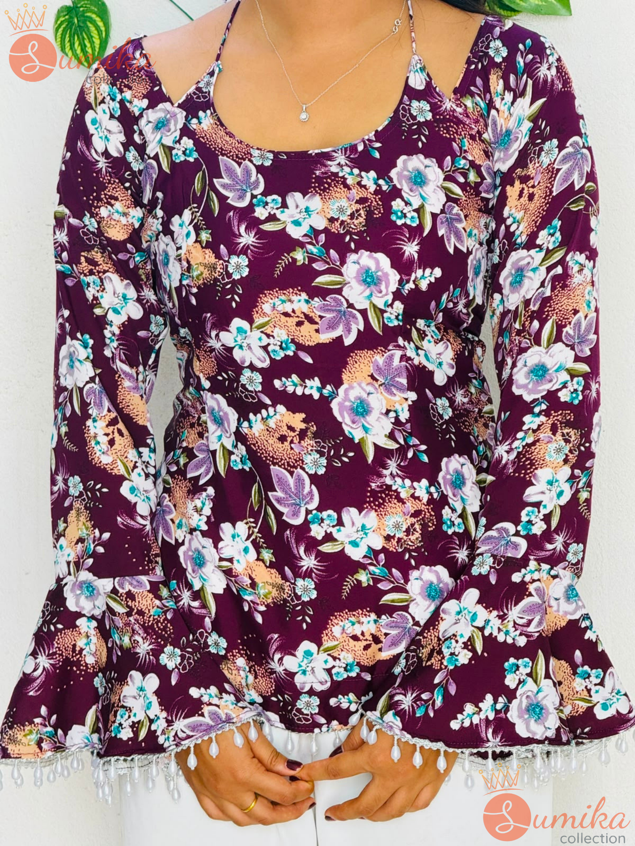 Neckless Floral  Kurthi Top