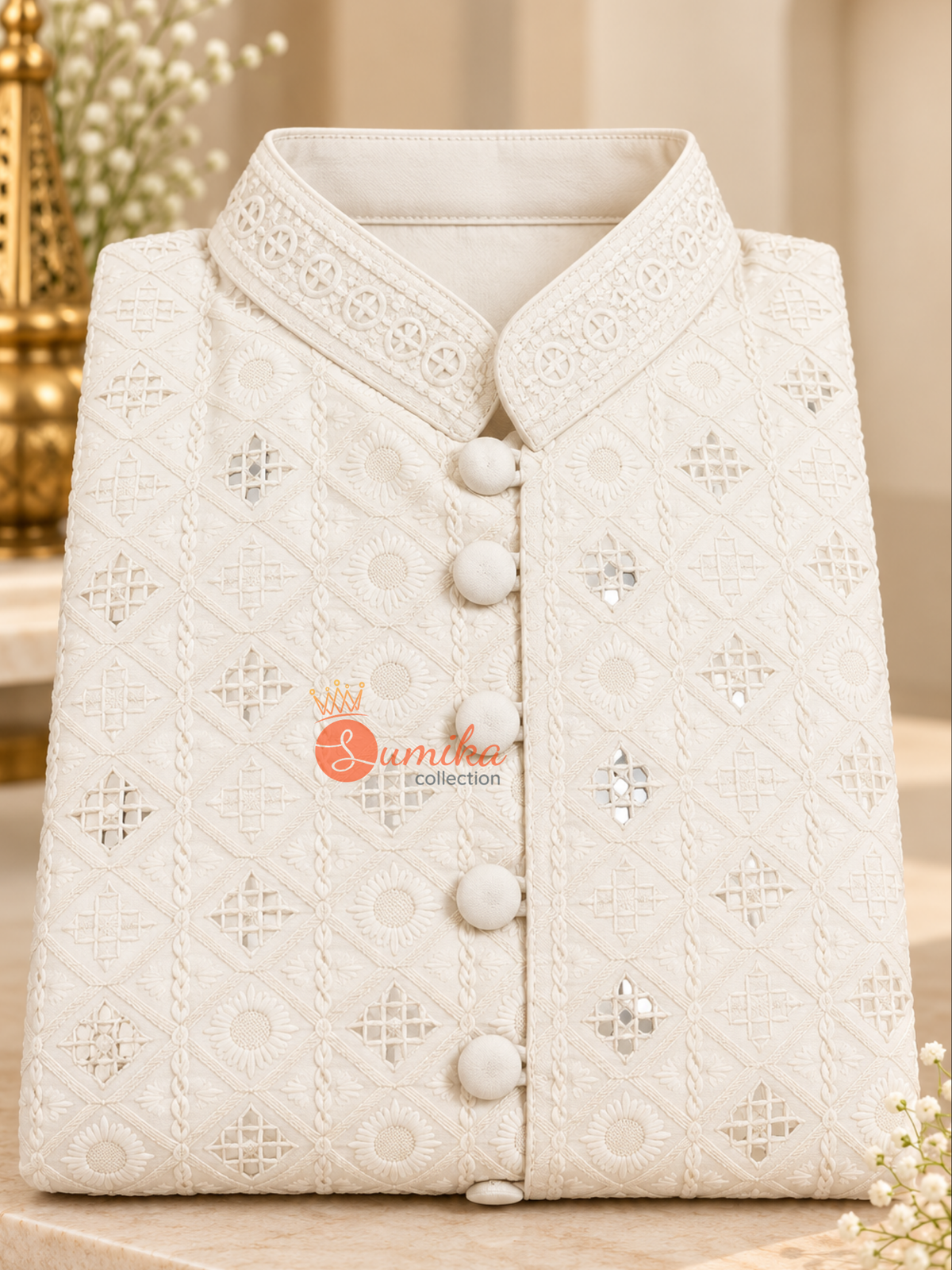 White Chikankari Kurta for Boys